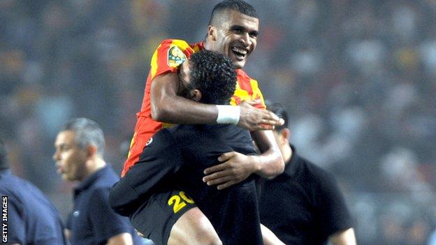 Mohamed Ben Mansour celebrates his goal for Esperance