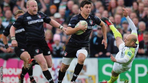 Ben Youngs on the charge for Leicester against Ospreys