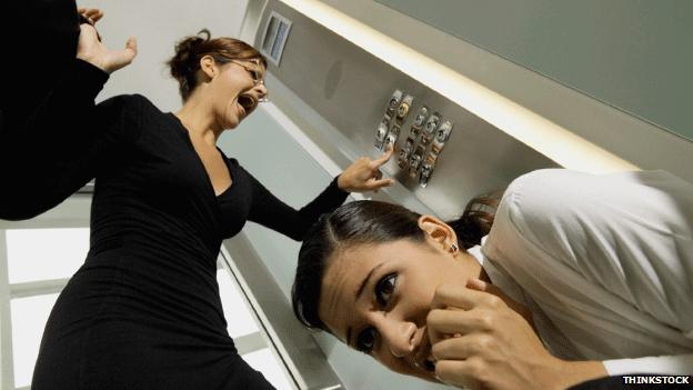 Two women stuck in lift