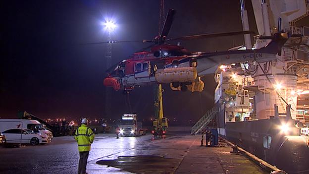 Helicopter in port