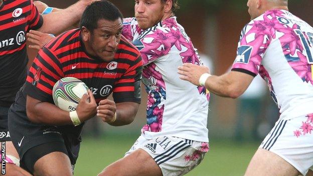 Mako Vunipola on the charge against Stade Francais for Saracens