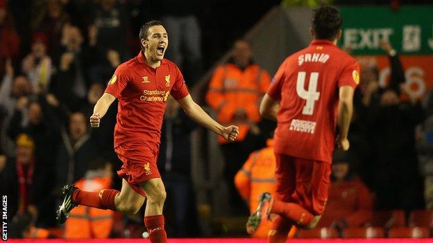 Stuart Downing scores the winner in the 1-0 over Anzhi Makhachkala