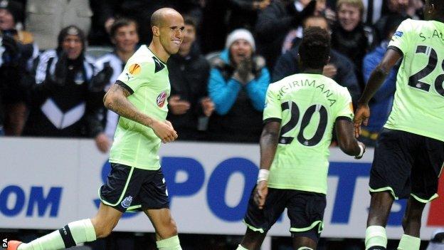 Gabriel Obertan (left) celebrates his goal