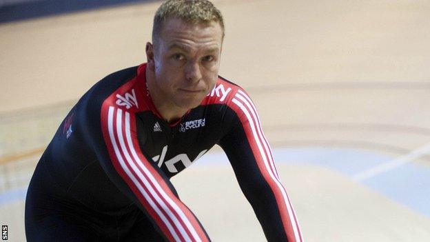 Sir Chris Hoy at the Glasgow velodrome named after him