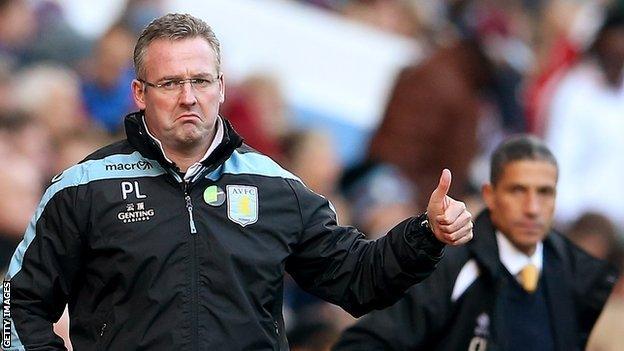 Aston Villa manager Paul Lambert