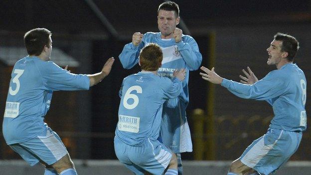 Alan Davidson celebrates after scoring the opener