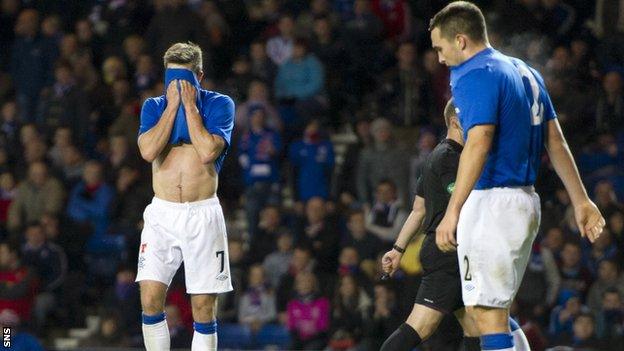 Rangers players suffer in defeat