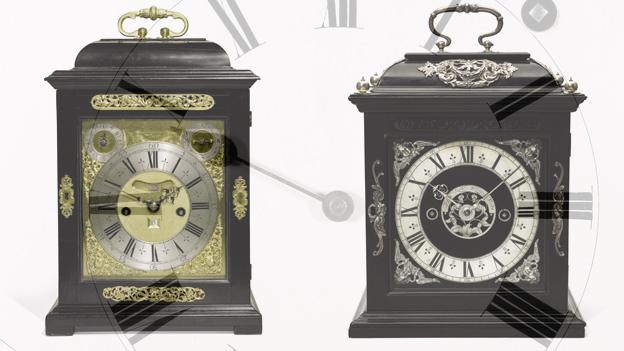 Thomas Tompion Clock and Joseph Knibb clocks (Courtesy of Sotheby's)