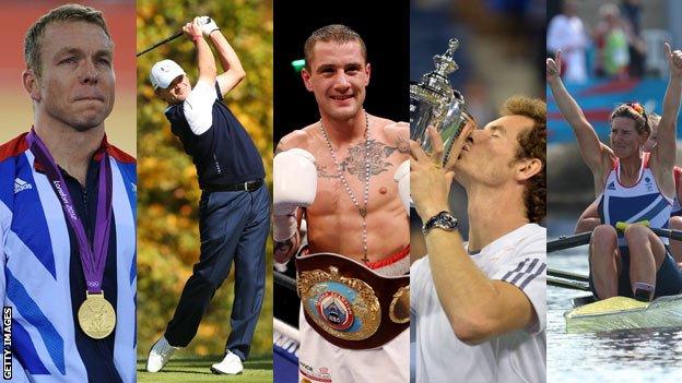 Sir Chris Hoy, Paul Lawrie, Ricky Burns, Andy Murray and Katherine Grainger