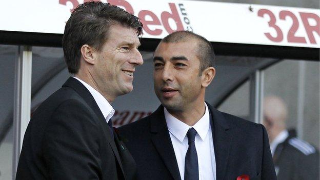 Michael Laudrup and Chelsea boss Roberto Di Matteo