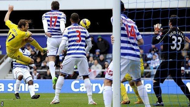 Kaspars Gorkss volleys Reading in front against QPR