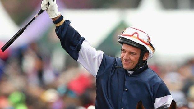 Brett Prebble celebrates Green Moon win