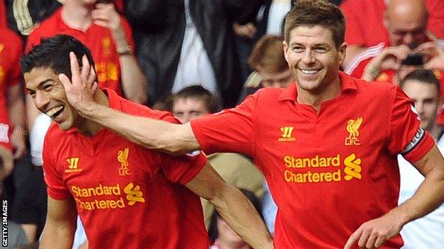 Luis Suarez (left) and Steven Gerrard