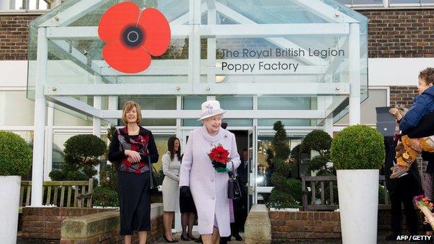 Queen visiting Poppy Factory