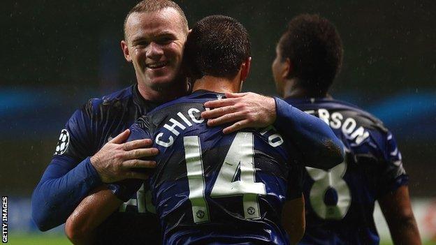 Wayne Rooney, Javier Hernandez and Anderson