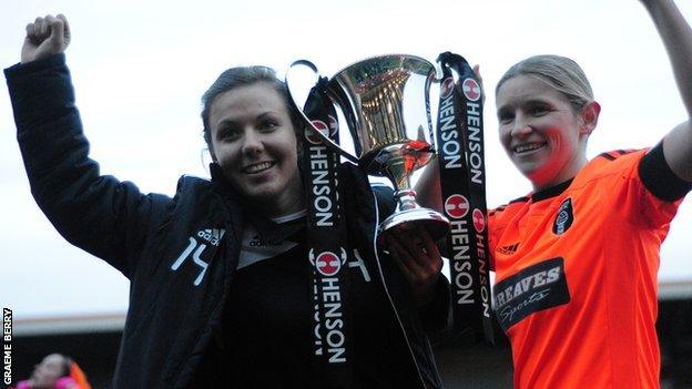 Rachel Corsie and Leanne Ross with the Scottish Cup