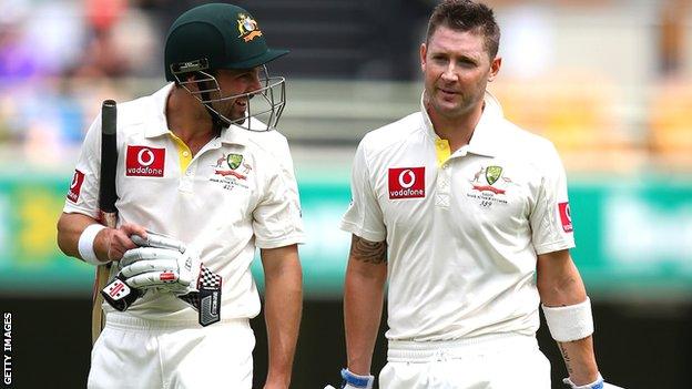 Ed Cowan (left) with skipper Michael Clarke