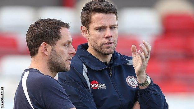 Accrington Stanley manager Leam Richardson and player-coach James Beattie