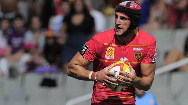 Luke Charteris in action for Perpignan against Toulouse