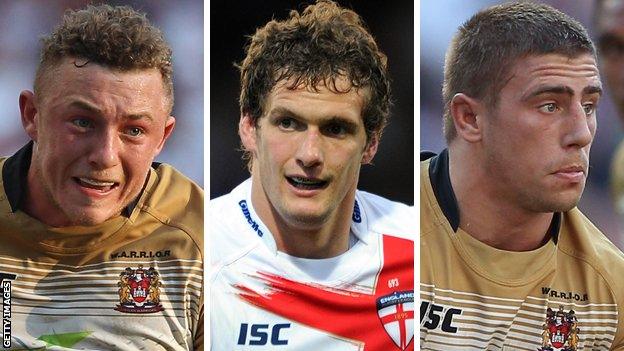 (Left to right) Josh Charnley, Sean O'Loughlin and Michael McIlorum