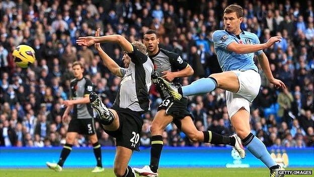 Edin Dzeko of Manchester City, who paid 114% of income on salaries in 2010/11 season