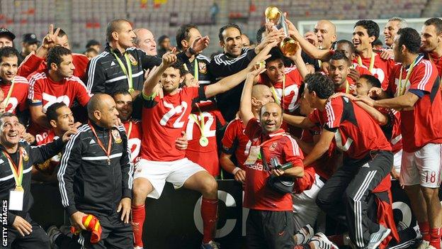 Al Ahly celebrate their record seventh African Champions League victory