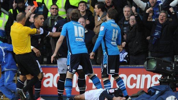 Luke Varney is sent off