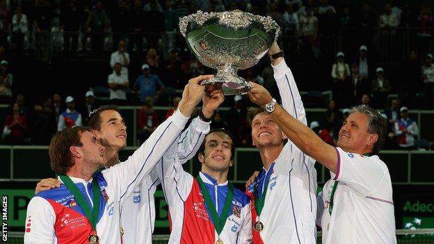 Czech Republic celebrate winning the Davis Cup