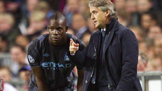 Mario Balotelli and Roberto Mancini