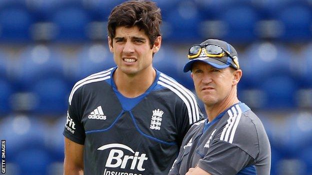 England's Alastair Cook and Andy Flower