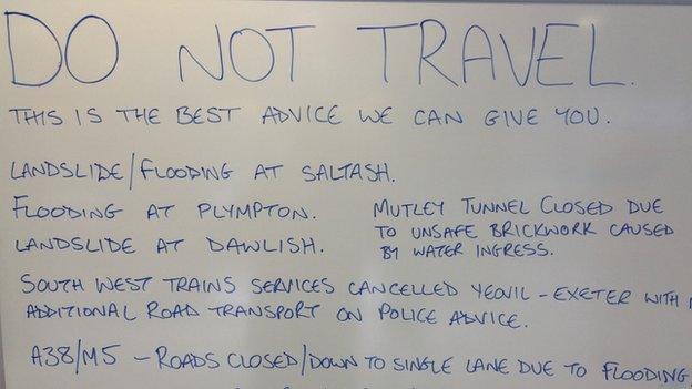 Message to travellers at Plymouth Railway Station