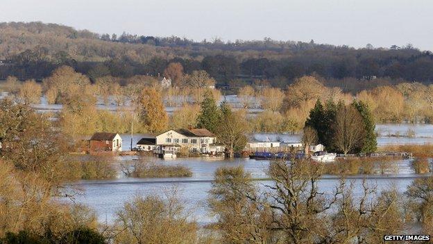 Floodwaters in the Tewkesbury area of Gloucestershire