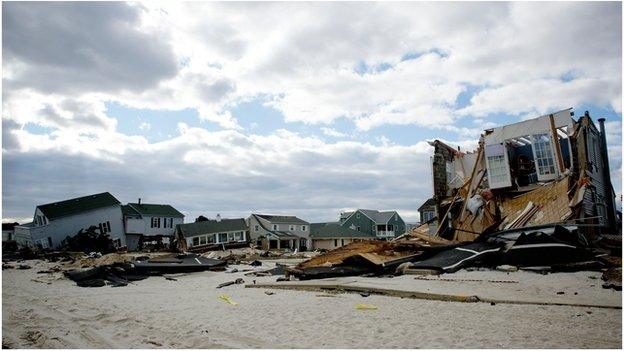 Wrecked homes on Ocean Avenue, Ortley Beach