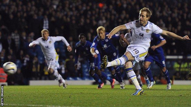 Luciano Becchio scores from the penalty spot