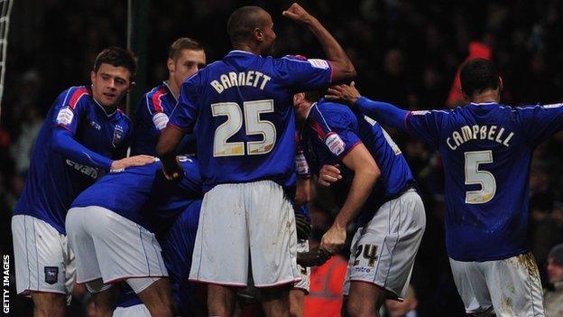 Ipswich Town celebrate N'Daw goal