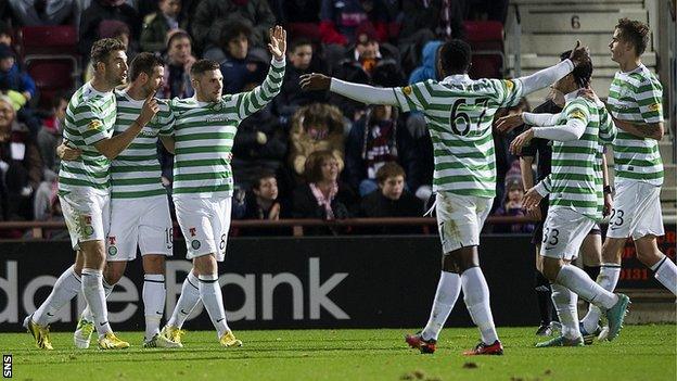 Celtic players celebrating