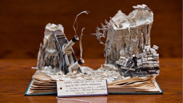 Whisky Galore book sculpture