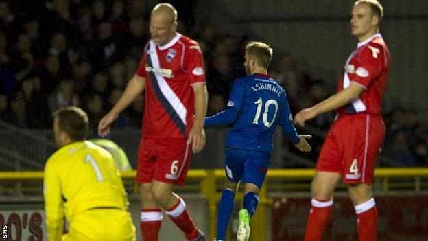 Tokely shows his disappointment as Andrew Shinnie scored for Caley Thistle