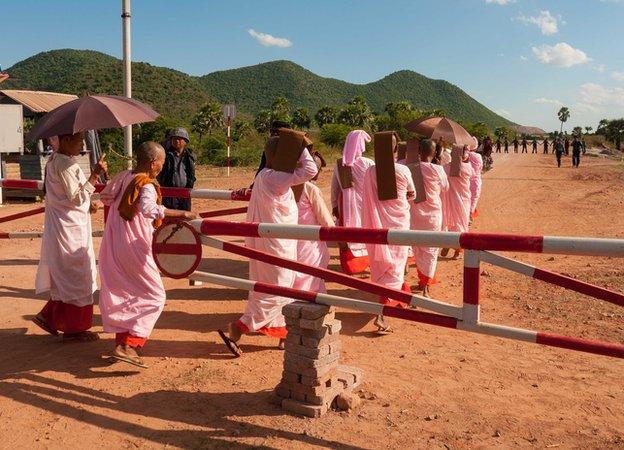 Monywa Mine Protest Nuns: A group of nuns is allowed inside the minesite.