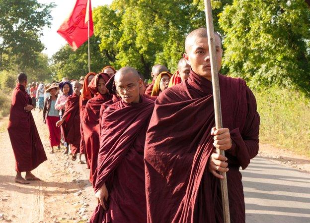 Monywa Mine Monks Farmers March