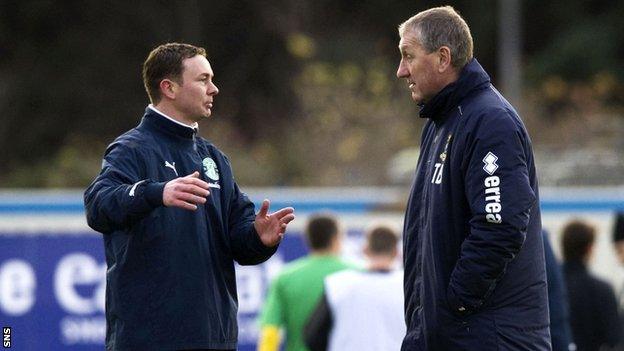 Derek Adams and Inverness CT manager Terry Butcher