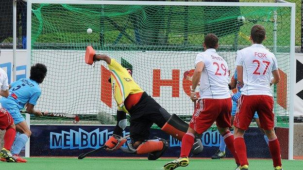 Richard Smith scores against India