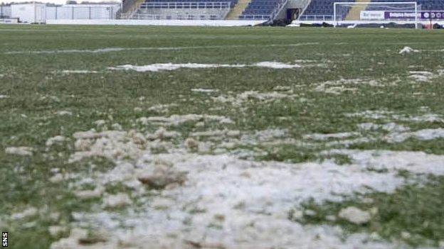 Frozen football pitch