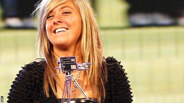 Lauren Taylor holds her SPOTY trophy