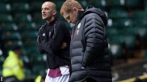 Neil Lennon (right) saw his much-changed side held to a draw by Arbroath