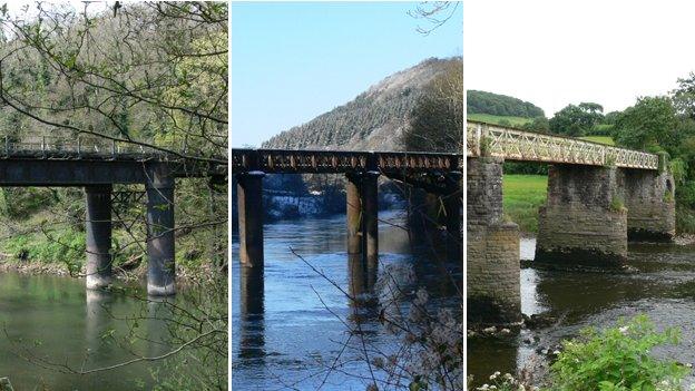 Three bridges over the River Wye being looked at by engineers