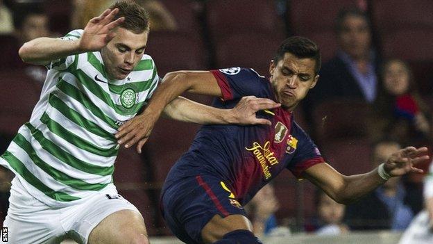 James Forrest in Champions League action for Celtic