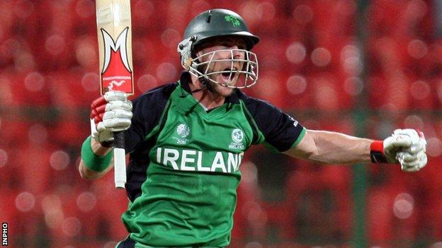 John Mooney celebrates hitting the winning runs in Ireland's World Cup victory over England last year