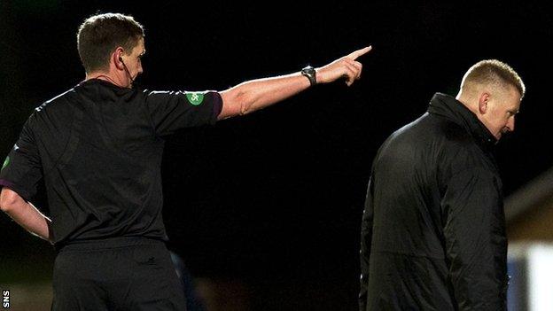 Lomas is sent to the stand by referee Craig Thomson