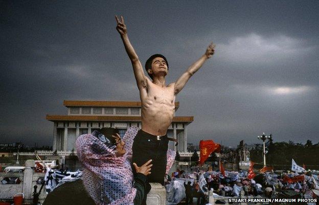 Student protest in Tiananmen Square, China, 26 May 1989